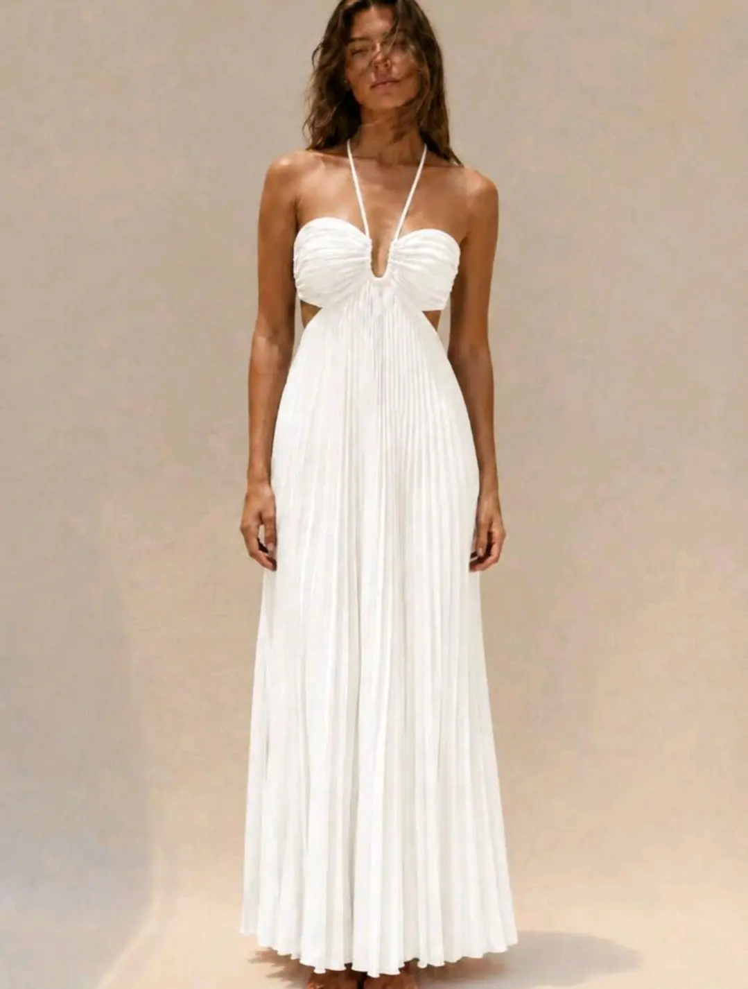 Vestido crema largo talla m new