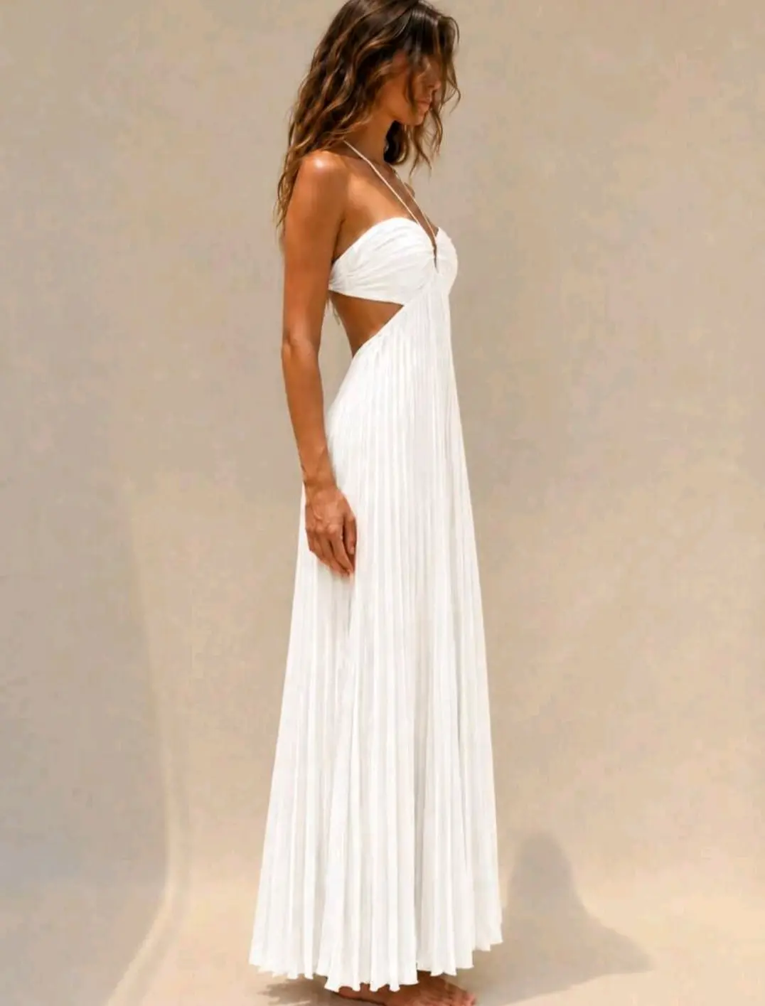 Vestido crema largo talla m new
