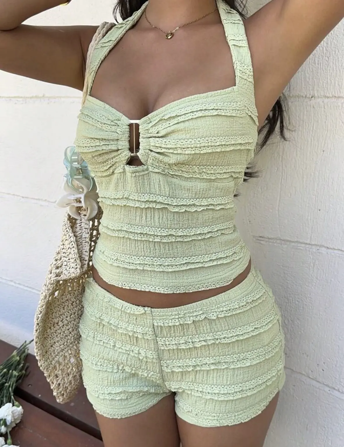 Conjunto de 2 piezas color verde olivo Talla M