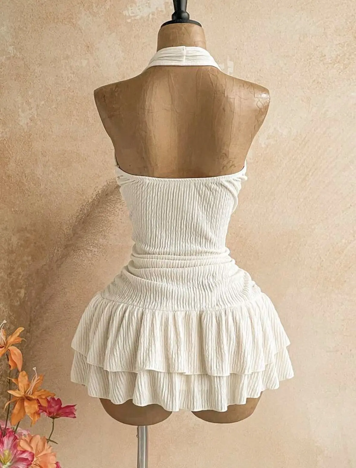 Vestido albaricoque estilo A de doble vuelo Talla M