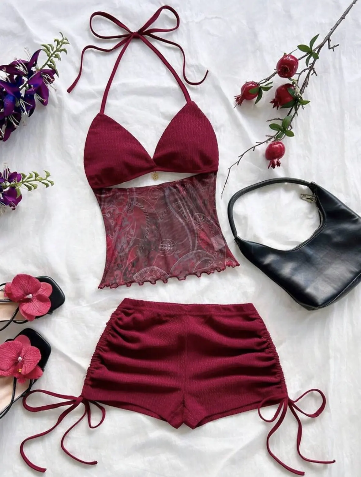 Conjunto de 2 piezas Color burdeos Talla M