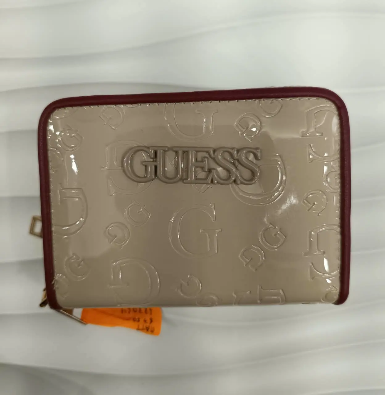 Billetera doble cierre beige guess
