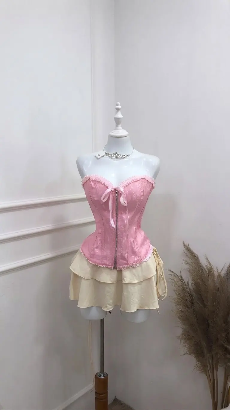 Corset victoriano color rosa talla m