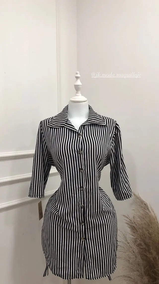 VESTIDO RAYADO NEGRO CON BLANCO