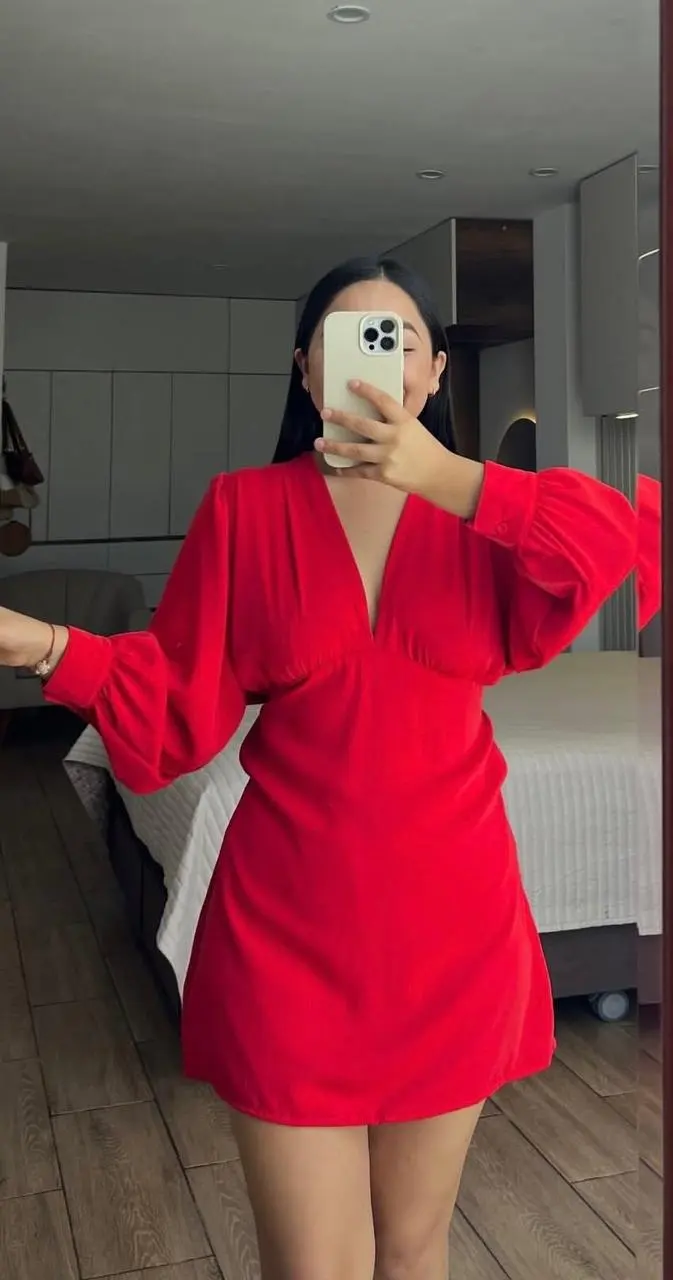 Vestido Paola corto mangas rojo stándar VE1-05