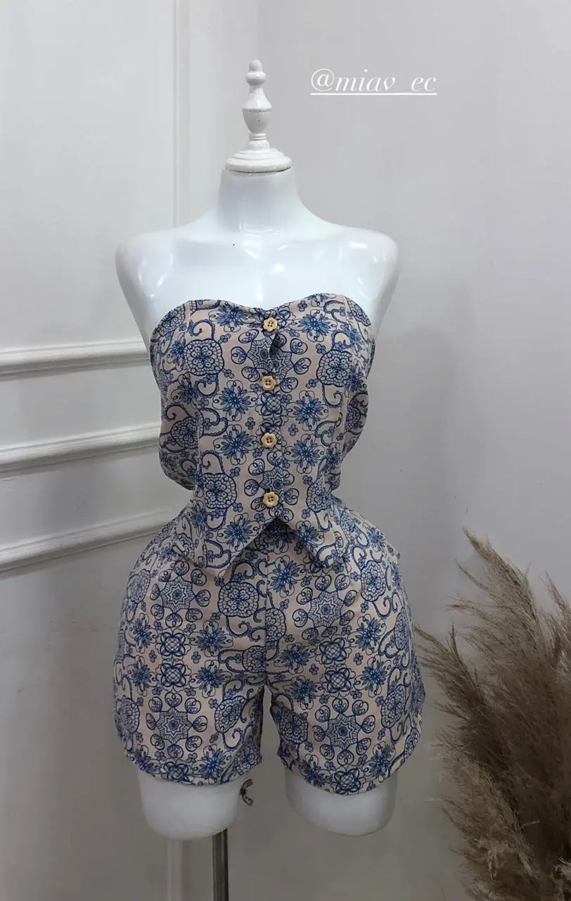 Conjunto Dara (straper + short) cielo estampado CN1-05