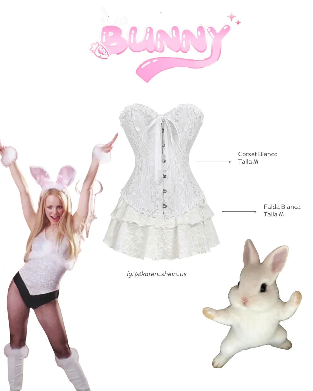 Disfraz Blanco 2 Piezas Corset y falda short blanco - Talla M