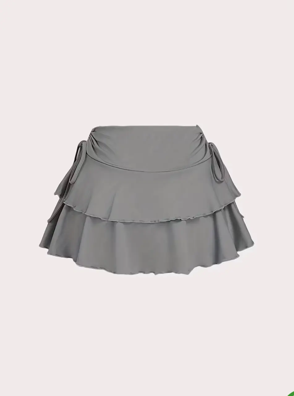 Falda dos capas mini color gris talla s